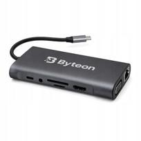 USB-C 11-in-1 hubas Byteon su HDMI, VGA, RJ45, USB 3.0, PD ir SD skaitytuvu
