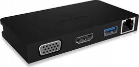 Dokavimo stotelė ICY BOX USB-C, HDMI, VGA, USB 3.0, LAN