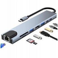 Adapteris 9in1: USB, SD, TF, HDMI, RJ45 hubas