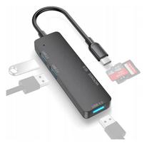 USB-C šakotuvas, USB 3.0, 5Gb/s, microSD kortelių skaitytuvas, aliuminis