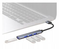 USB 3.0 lizdų šakotuvas, 5Gbps, aliuminio korpusas, suderinamas su Windows/MacOS/Linux