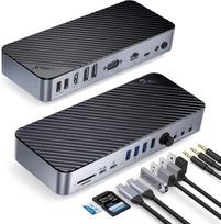 USB-C prijungimo stotelė, 20 jungčių, palaiko 3 monitorius, 60 W PD