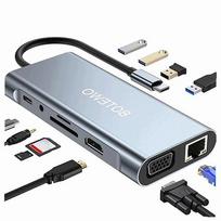 USB-C šakotuvas 11-in-1 su HDMI 4K, VGA, skirtas MacBook