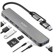 USB šakotuvas 8-in-1 su SD kortelių skaitytuvu, C/A jungtimis ir 3,5 mm garsu