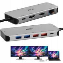 Dokas dviem HDMI monitoriams, USB-C 3.0, RJ45 HUB skirstytuvas