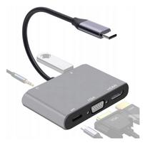 USB-C daugiafunkcis HUB: HDMI 4K/30Hz, VGA, USB 3.0 5Gbps, 3,5 mm garso lizdas, PD įkrovimas