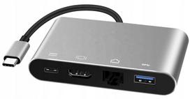 USB-C adapteris su HDMI 4K, LAN RJ45, 5Gbps, PD, iki 100Mbps