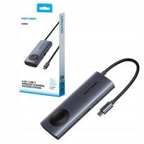 USB-C stotelė Vention 6in1, HDMI 4K 60Hz, PD 100W, Qi įkrovimas