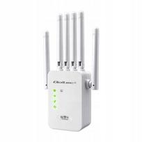 Belaidis stiprintuvas Qoltec AX1200, 6 antenos, 2.4/5GHz, 2xRJ45, WiFi kartotuvas