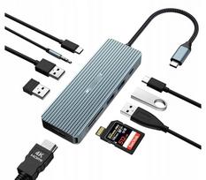 USB-C 10-in-1 daugiafunkcis HUB su HDMI, SD ir TF lizdais