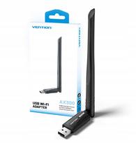 Belaidis tinklo adapteris Vention AX300, Wi-Fi 6, 2.4 GHz, su antena, juodas