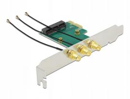 PCIe x1 plokštė Mini PCIe lizdui su 3 RP-SMA jungtimis Delock 89294