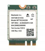 Belaidis tinklo modulis MT7922 M. KEY-E, WiFi 6E, Bluetooth 5.2, trijų juostų