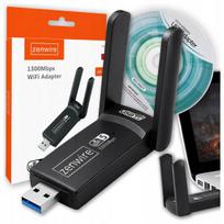 Belaidžio tinklo adapteris USB 3.0 su WiFi antena, 1300Mbps, 5G, tinka kompiuteriui ir nešiojamam kompiuteriui