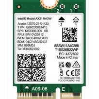 Vidinė nešiojamojo kompiuterio tinklo korta Intel AX211 CNVio2, WiFi 6E, Bluetooth