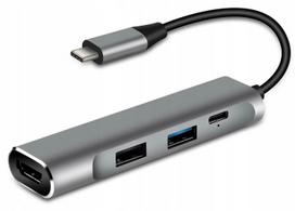 USB-C šakotuvas 4-in-1: HDMI, 2x USB 3.0, Power Delivery, Thunderbolt, tinka MacBook M1