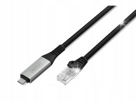 Adapterio laidas Digitus USB-A į RJ45 Cat.6A, 1Gb/s, 2 m, LSZH