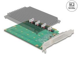 PCIe x16 4x NVMe M.2 (Key M) plokštė su aušintuvu Delock 90054