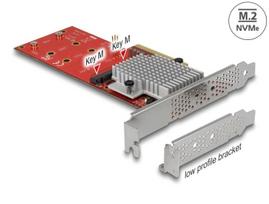 PCIe x8 adapteris 2x NVMe M.2 (Key M), mažo profilio, Delock 90305