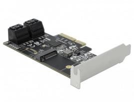Valdiklio plokštė Delock 90396, PCIe x4, 4x SATA, 1x M.2 Key B, žemo profilio