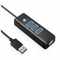 USB 3.0 gigabitinis Ethernet RJ45 adapteris su 3 lizdais