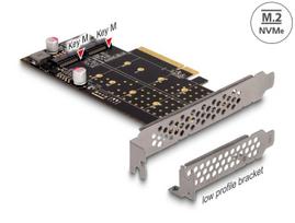 PCIe x8 adapteris 2x NVMe M.2 (Key M) su žema profilio plokštele Delock 89837 (bifurkacija)