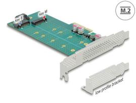 PCIe x4 žemos profilio adapteris Delock 89047, 1x M.2 Key B, 1x NVMe M.2 Key M