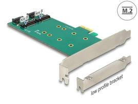 Adapteris PCIe x1 į 2x M.2 Key B, žemo profilio, Delock 89473