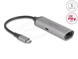 Tinklo plokštė Delock 81591, USB Type-C, 5Gb/s LAN, RJ45, PD 3.1, 140W