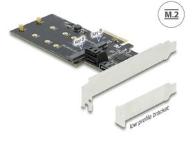 PCIe x4 valdiklis Delock 90499, 3x SATA, 2x M.2 Key B, žemo profilio