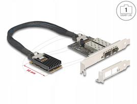 Tinklo plokštė Delock 95281, Mini PCIe, 2x SFP, Gigabit, pilno dydžio