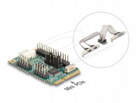 Mini PCIe plokštė Delock 95277, 1x lygiagretus, 2x RS-232, 5V/12V