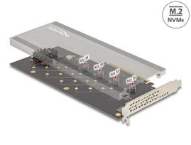 PCIe 4.0 x16 adapteris 4x NVMe M.2 (Key M) su aušintuvu ir ventiliatoriumi Delock 90079