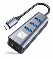 USB-C 3.1 tinklo adapteris su RJ45 ir 3 USB 3.0 šakotuvu Techly