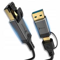 Tinklo kabelis USB-C/USB-A į RJ45, 1Gb/s, 1 m
