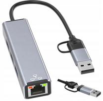 USB-C šakotuvas su LAN, USB 3.0, Ethernet RJ45 iki 100Mbps