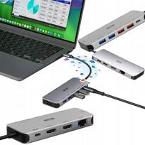 USB-C 3.0 dokas nešiojamam kompiuteriui, palaiko du monitorius