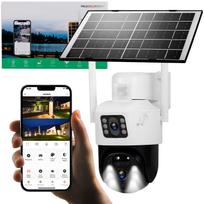 Saulės kamera su pasukama galvute, 4G LTE, WiFi, 6MP UHD, 7W balta