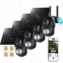 Lauko vaizdo kamera 3MPX, 4G LTE, su SIM kortele, 4 vnt., pasukama