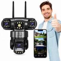Lauko WiFi kamera, pasukama, 3 x 4MP, PTZ su priartinimu, IP66