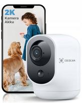 Vidaus kamera COCOCAM, 2K, WiFi, 5200 mAh, su PIR jutikliu, 355°/90° kampas, suderinama su Alexa