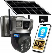 Lauko saulės kamera su trimis ekranais, SIM kortele, 4G LTE, 3x3MP