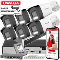 Vaizdo stebėjimo sistema Hikvision su 6 IP kameromis DS-2CD1043G2-LIU, 4 Mpx, su aptikimu