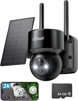 Saulės energijos vaizdo stebėjimo kamera, 3MP, WiFi, 4x priartinimas, 5200mAh, 64GB, juoda