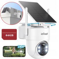 Lauko saulės kamera, pasukama, belaidė, WiFi, 2K 3MPx, 2.4GHz, 64GB