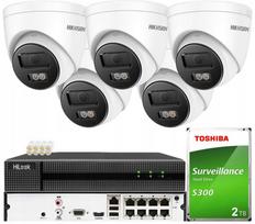 Vaizdo stebėjimo kamera HIKVISION rinkinys, 5 vnt., 6MP, PoE, Smart Hybrid Light, 2TB