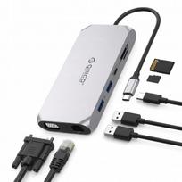 Dokavimo stotelė ORICO XCR USB-C 12-in-1 su HDMI 4K, VGA, LAN, PD 100W, 3 USB, SD kortelių skaitytuvas