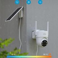 Lauko vaizdo kamera su WiFi, 2K 3MP, baterija ir saulės kolektoriumi, besisukanti