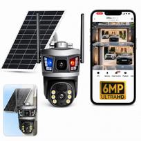 Lauko saulės kamera 6MP, 4K, dvi objektyvai, WIFI