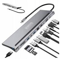USB-C 11-in-1 jungčių stotelė su VGA, RJ45, SD ir 4K HDMI, tinkama MacBook Pro/Air M1